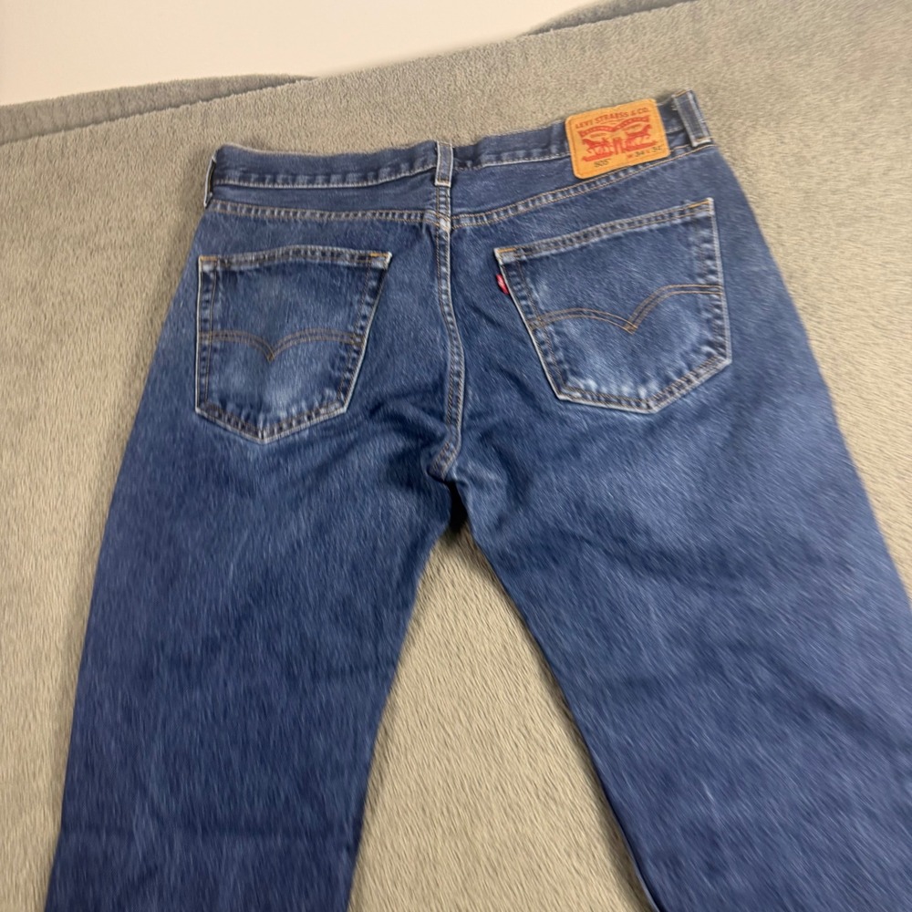 Levi Strauss 505 Regular Fit Medium Wash Blue Denim Jeans 34x34 Mens Straight